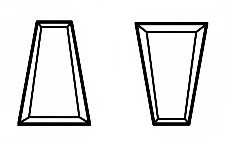 Dwa ostrosłupy ścięte obok siebie, jeden stojący na szerszej podstawie, drugi na węższej (c) Łukasz Derkacz